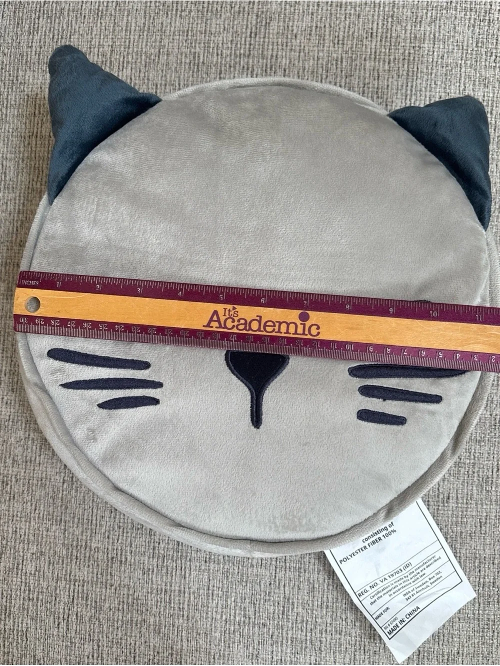 IKEA Gray and Black Cat Face Pillow cushion for bed or sofa new discontinued - Picture 10 of 16